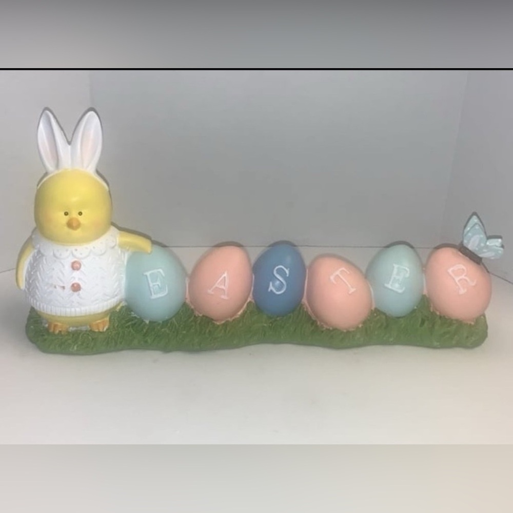 Easter Chick with Eggs Bunny Ears Home Decor